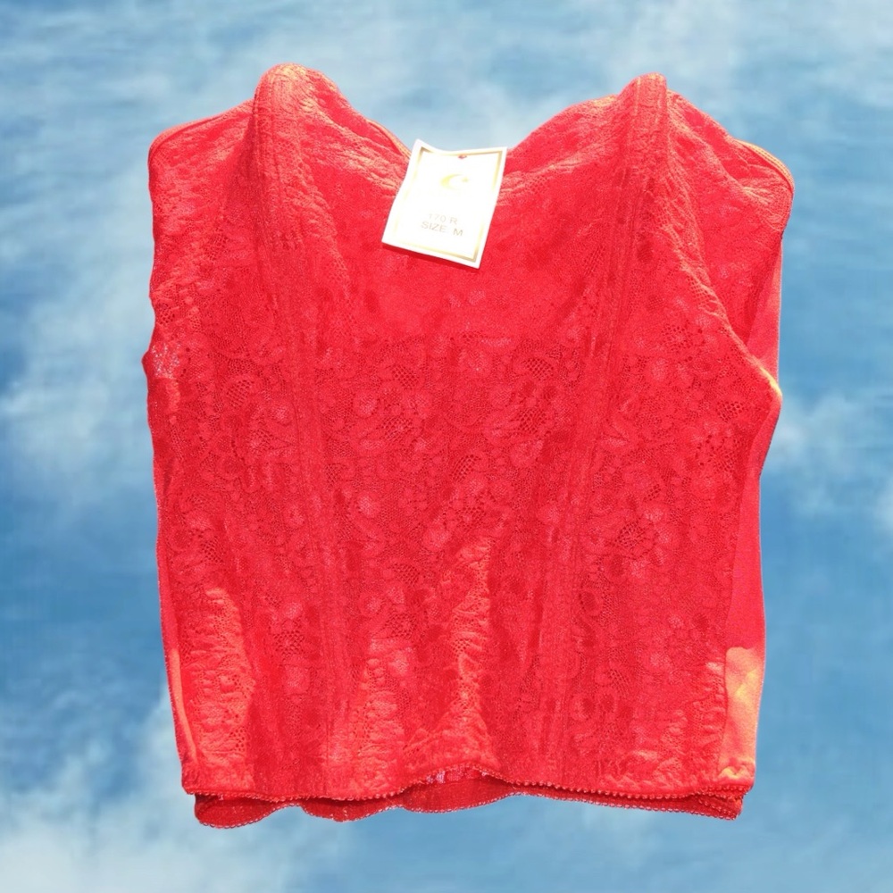 BNWT Deadstock Vintage 90s Red Bustier by D’Elegance Size M